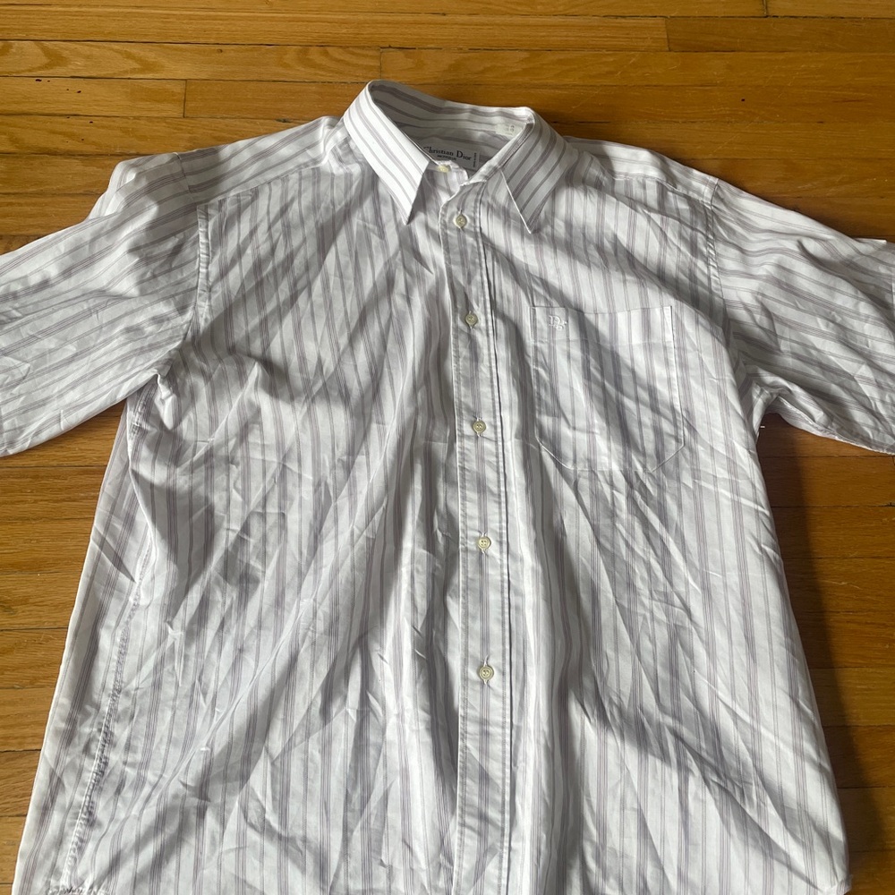 Dior White and purple Striped Men's Shirt